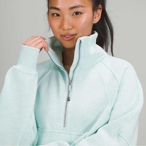 Lululemon Scuba Oversized Funnel Neck in heathered delicate mint